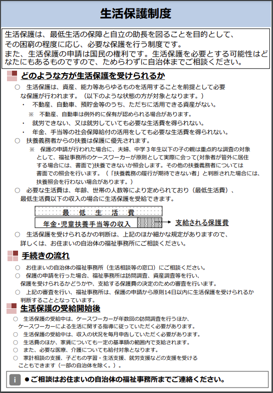 生活保護概要（厚生労働省）